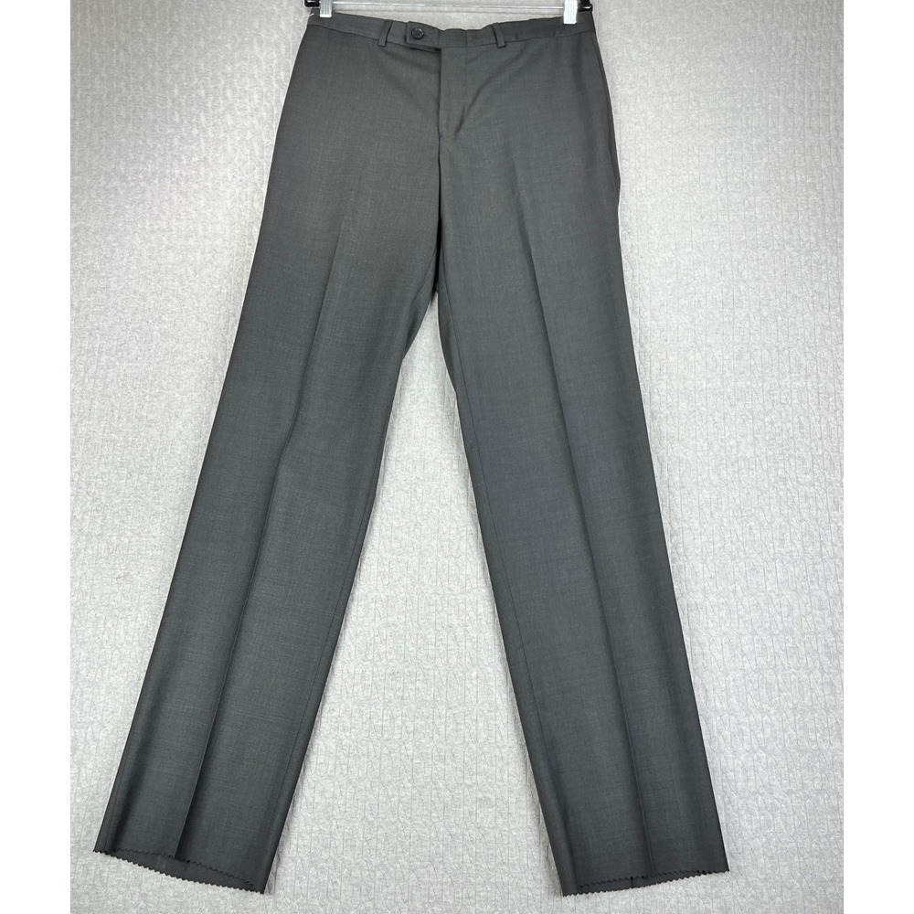New Alfani Dress Pants Mens 32W Charcoal Gray‎ Flat Front Formal Slacks 60AL4121